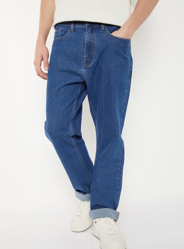 Men Washed Straight Fit Jeans