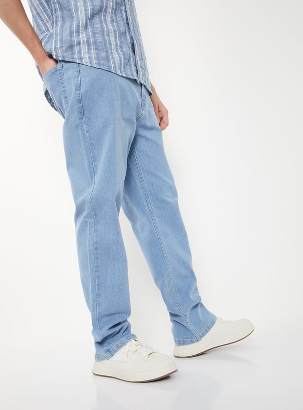 Men Washed Straight Fit Jeans