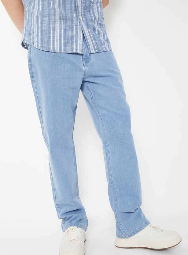 Men Washed Straight Fit Jeans