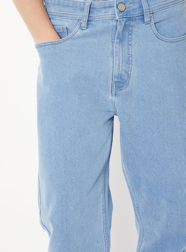 Men Washed Straight Fit Jeans