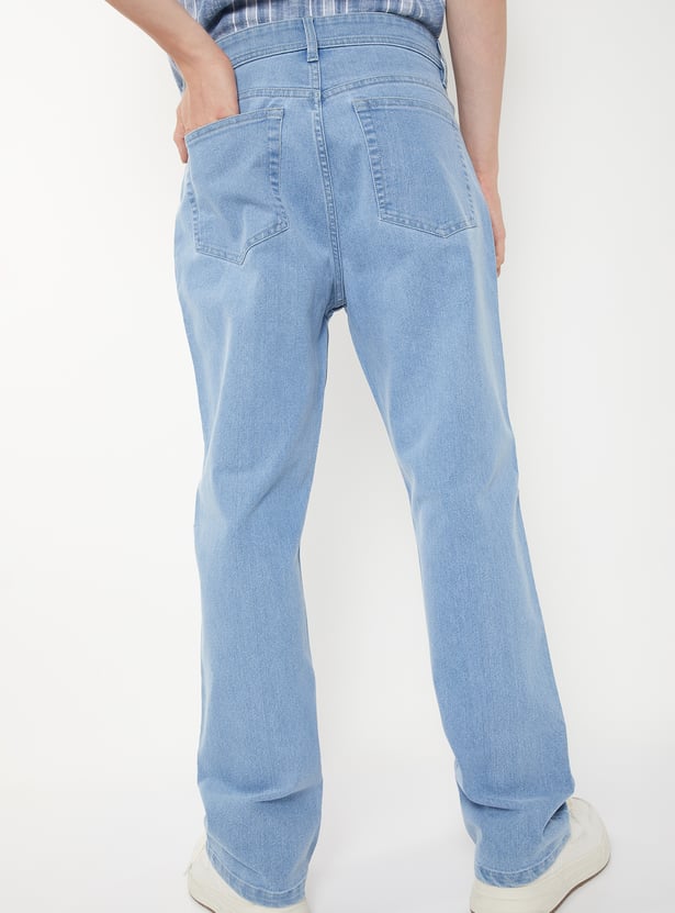 Men Washed Straight Fit Jeans