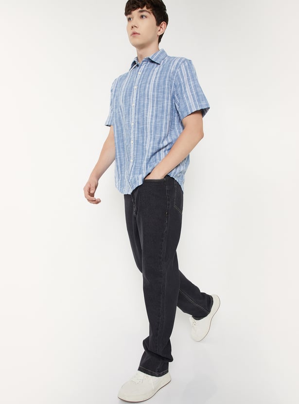 Men Washed Straight Fit Jeans