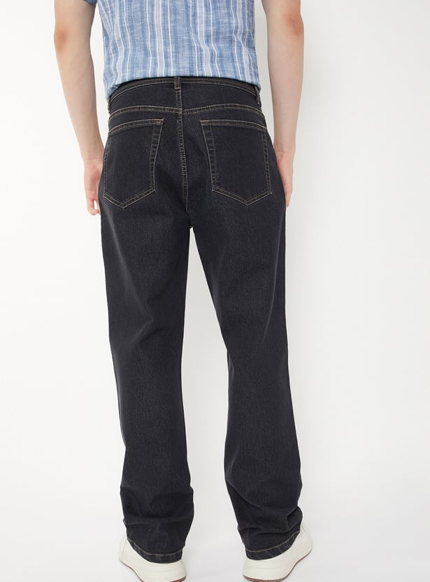 Men Washed Straight Fit Jeans