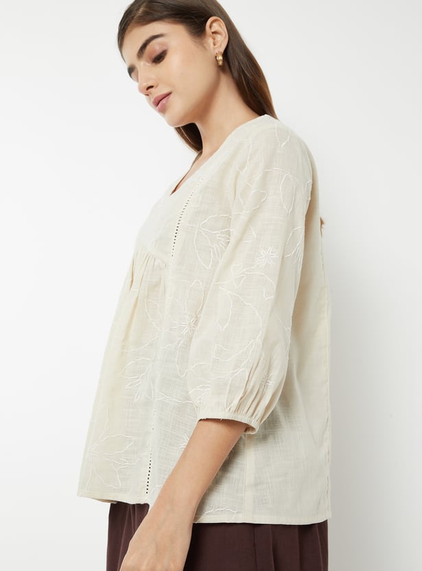Women Embroidered V-Neck Tunic