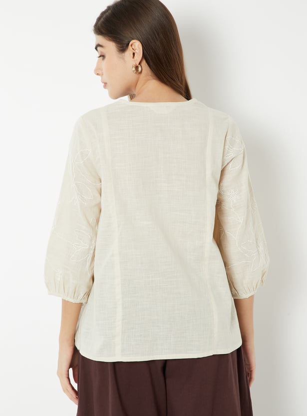 Women Embroidered V-Neck Tunic
