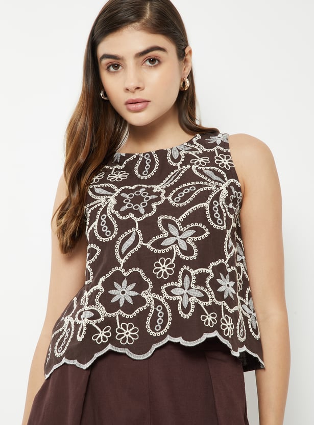 Women Embroidered Sleeveless Top