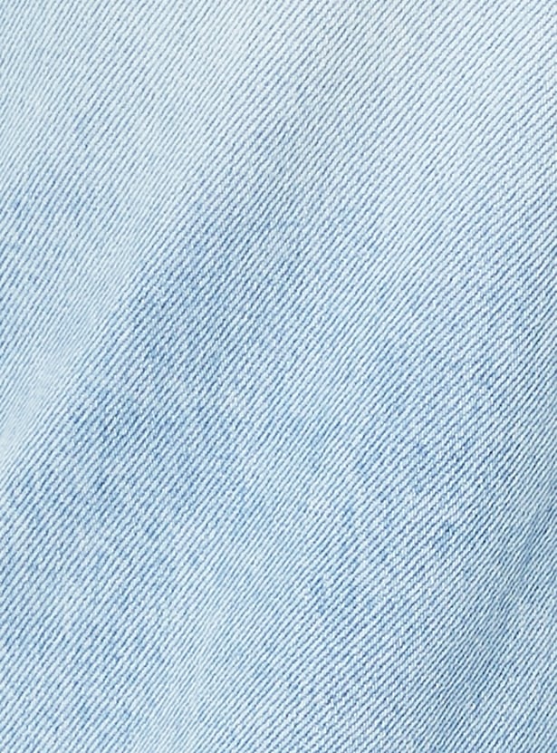 Women Light Wash Mid Rise Wide Leg Jeans