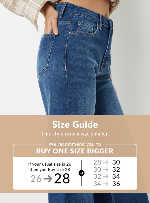 Women Washed Wide Leg Jeans