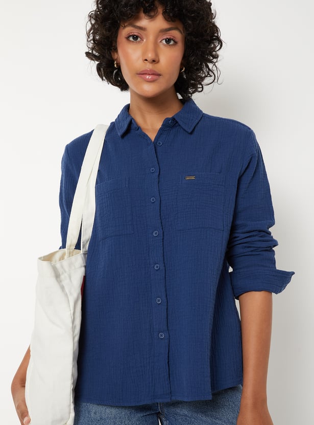 Women Textured Regular Fit Shirt