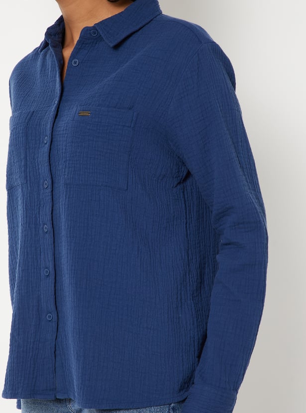 Women Textured Regular Fit Shirt