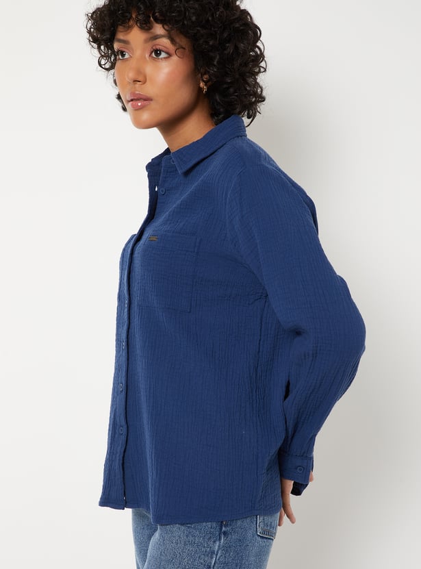 Women Textured Regular Fit Shirt