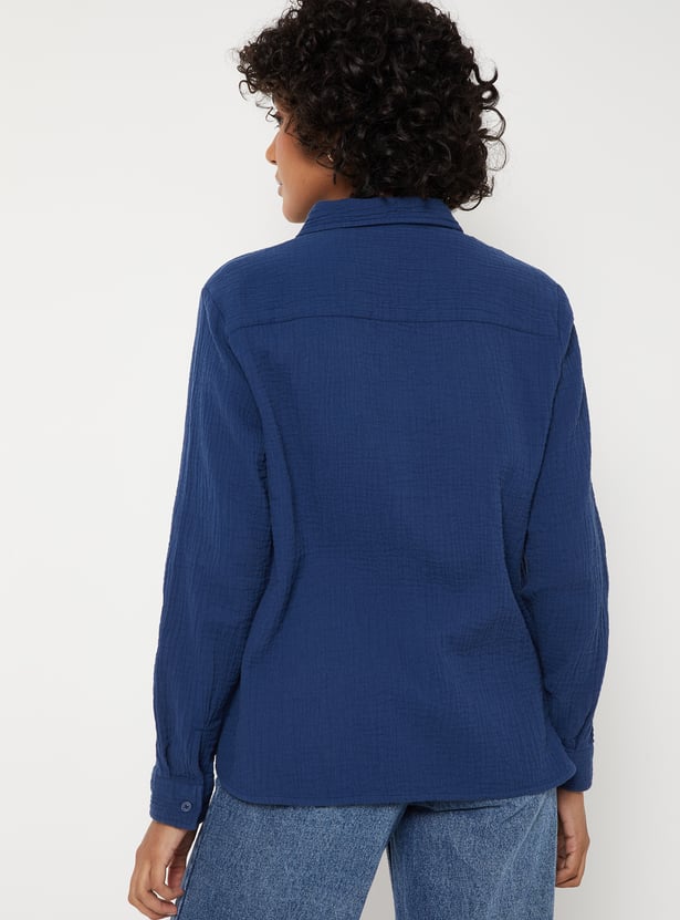 Women Textured Regular Fit Shirt