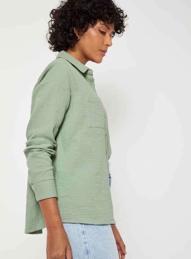 Women Textured Regular Fit Shirt