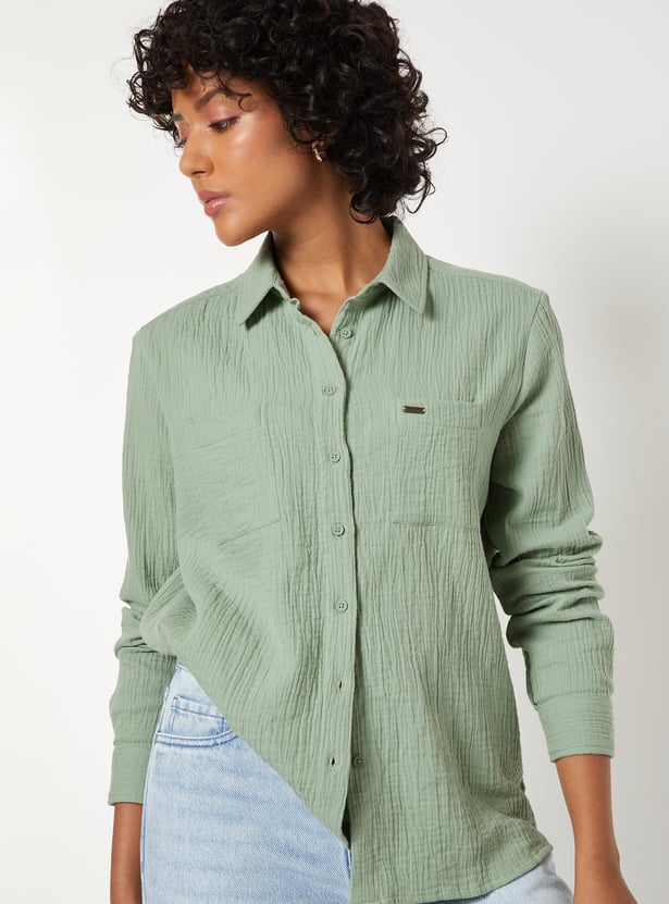 Women Textured Regular Fit Shirt