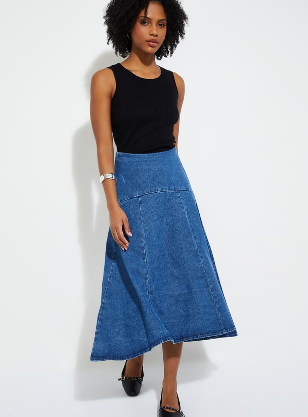 Women Solid Skater Skirt