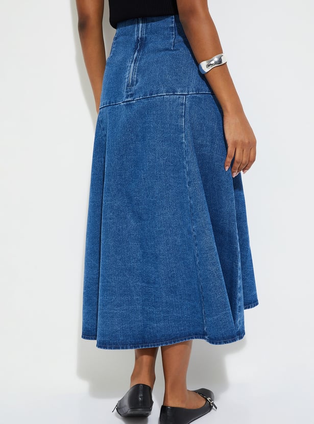 Women Solid Skater Skirt