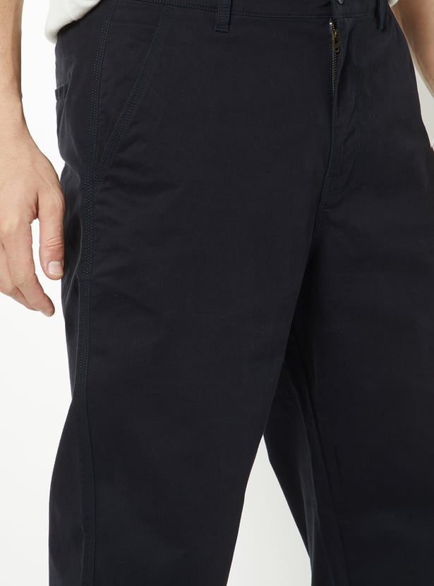 Men Solid Regular Fit Trousers