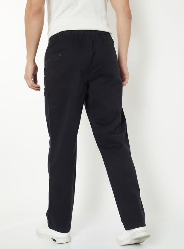 Men Solid Regular Fit Trousers