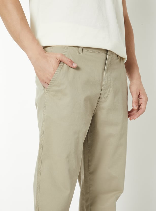 Men Solid Regular Fit Trousers
