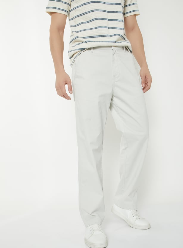 Men Solid Regular Fit Trousers