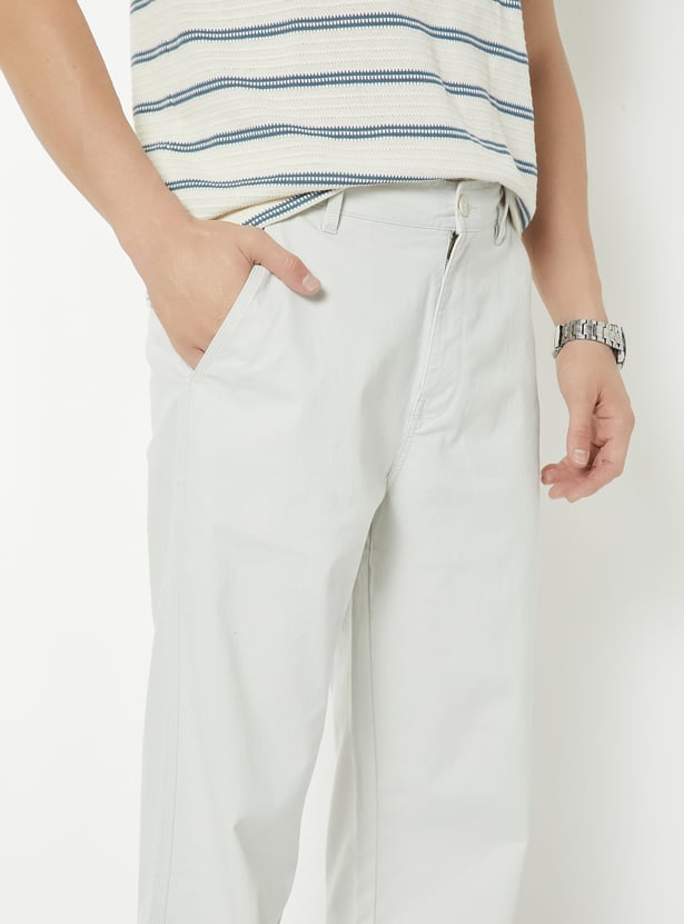 Men Solid Regular Fit Trousers