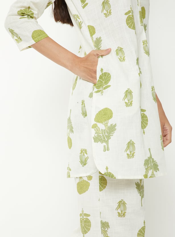 Women Floral Print Straight Kurta Set
