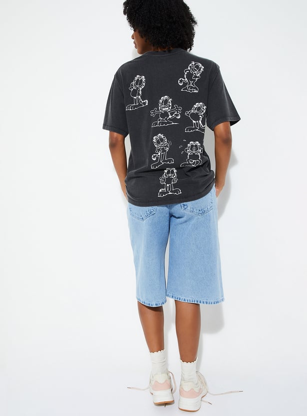 URB_N Women Oversized Garfield Print T-shirt