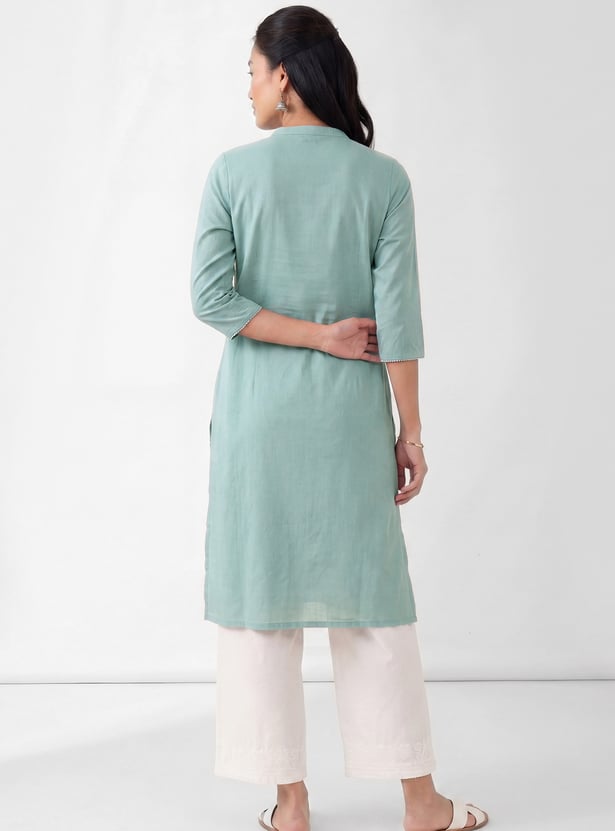Women Embroidered Straight Kurta