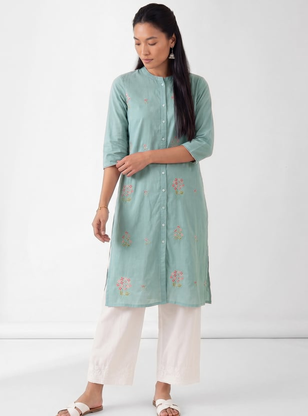 Women Embroidered Straight Kurta