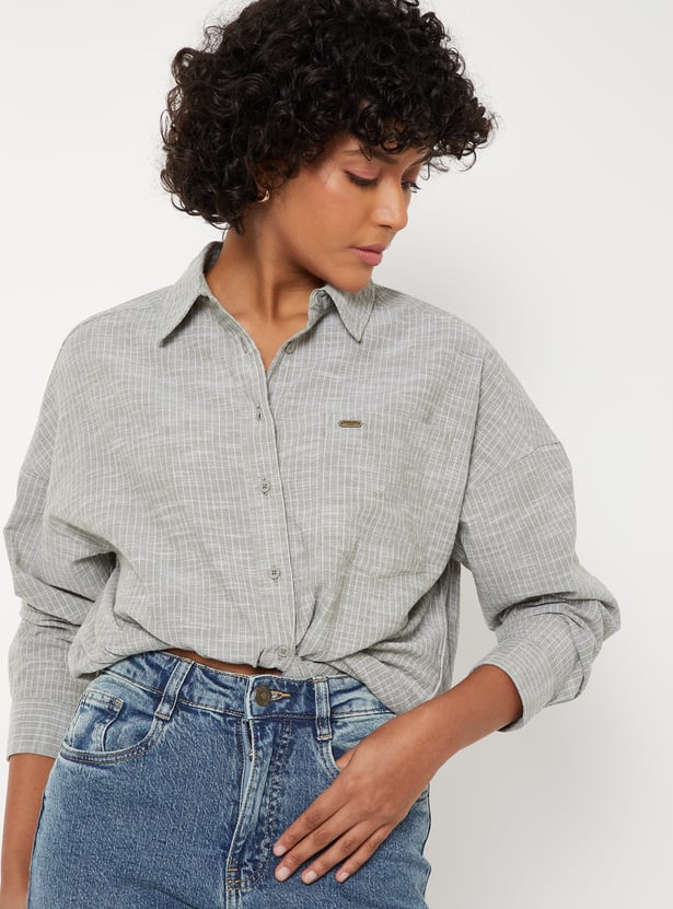 Women Striped Oversized Shirt