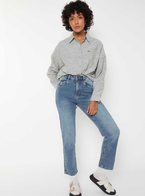 Women Striped Oversized Shirt