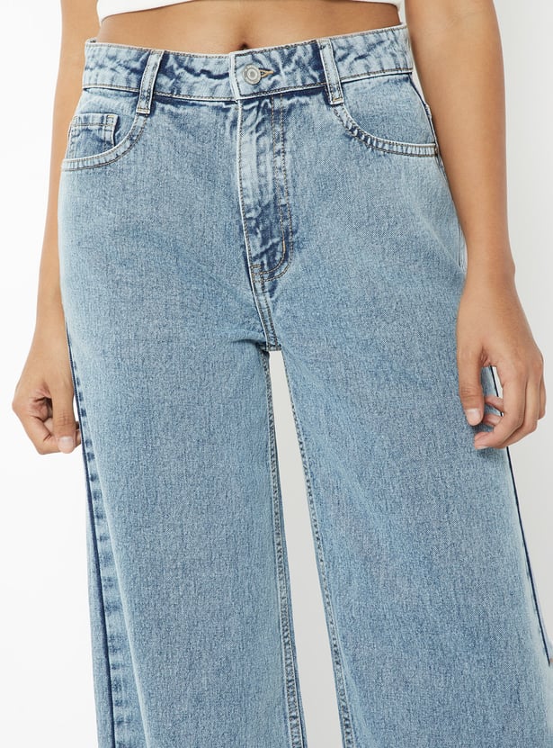 Women Clean Look Wide Leg Jeans