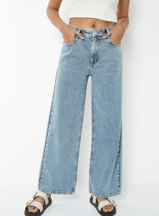 Women Clean Look Wide Leg Jeans