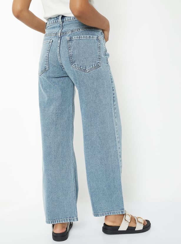 Women Clean Look Wide Leg Jeans
