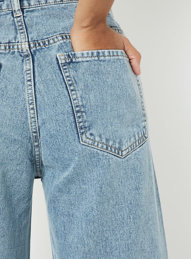 Women Clean Look Wide Leg Jeans