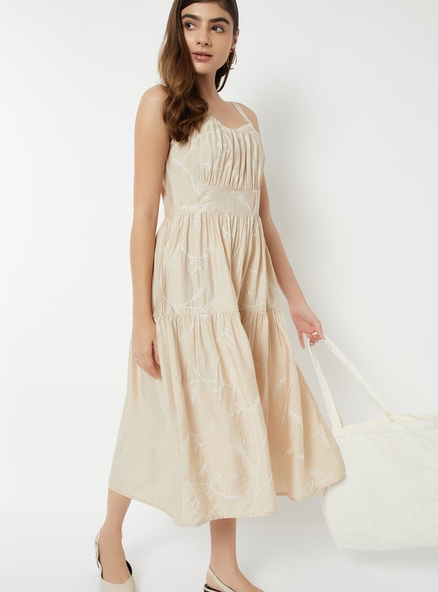 Women Embroidered Tiered Dress