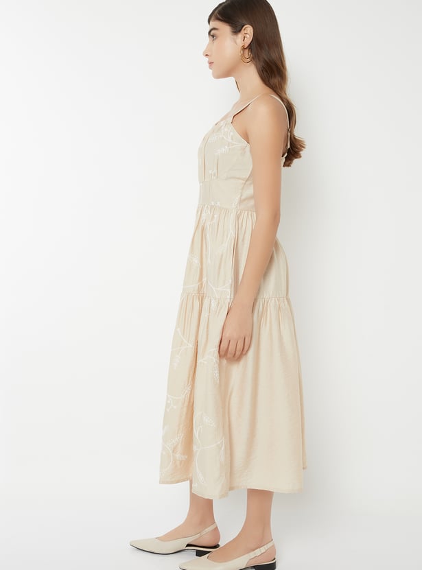 Women Embroidered Tiered Dress