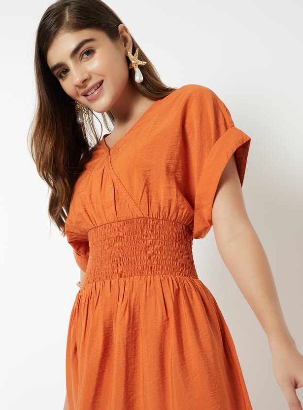 Women Smocked Waist Fit & Flare Dress