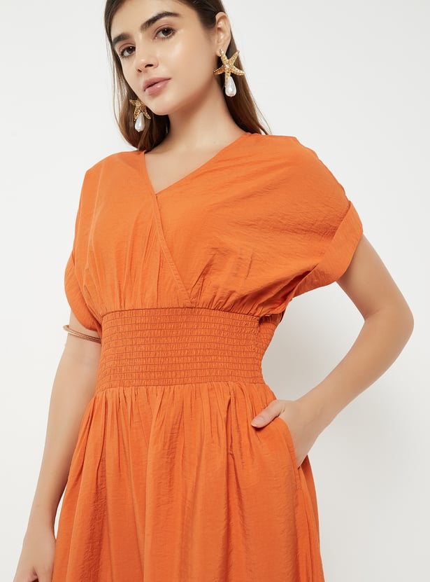 Women Smocked Waist Fit & Flare Dress