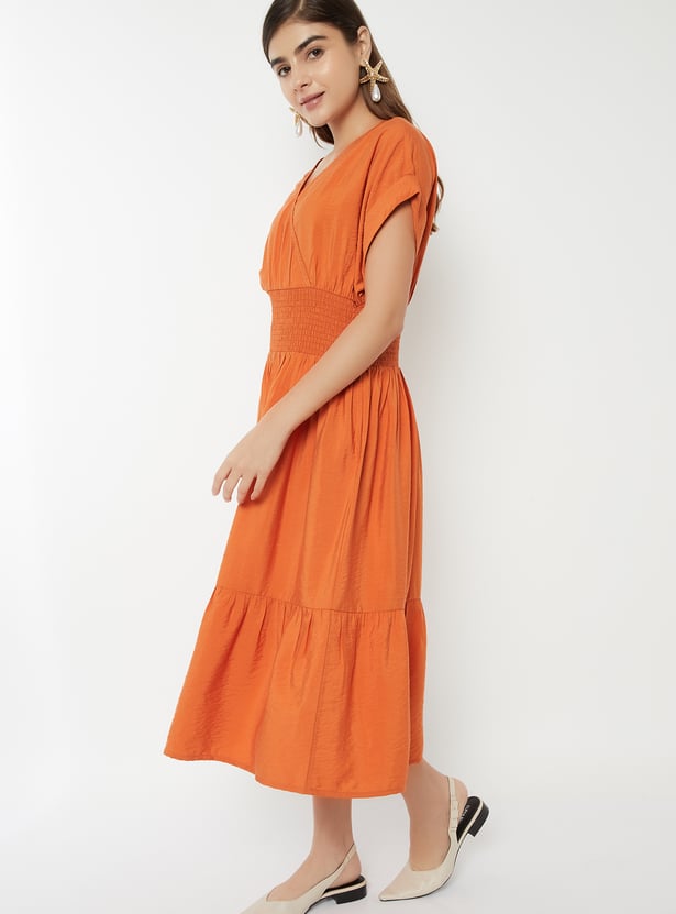 Women Smocked Waist Fit & Flare Dress