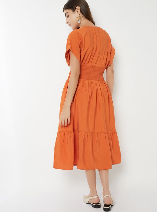 Women Smocked Waist Fit & Flare Dress