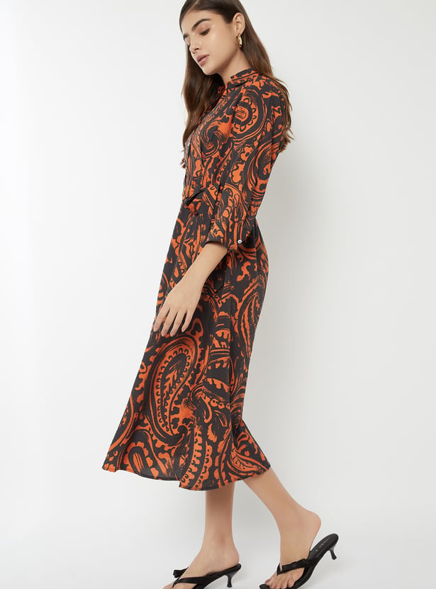 Women Paisley Print Shirt Dress