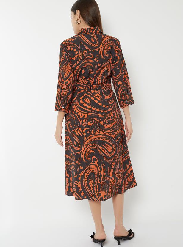Women Paisley Print Shirt Dress