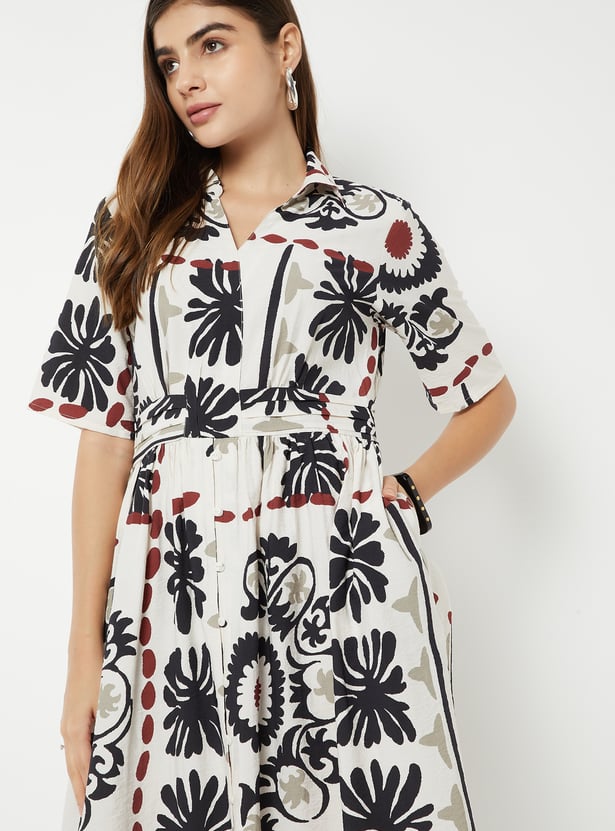 Women Printed Shirt Dress