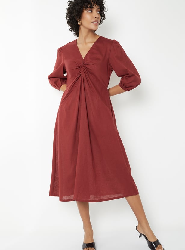 Women Solid A-line Dress