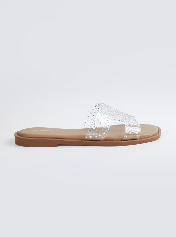 Women Embellished Open-Toe Flats
