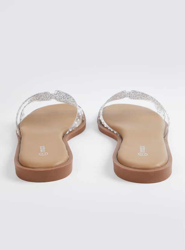 Women Embellished Open-Toe Flats