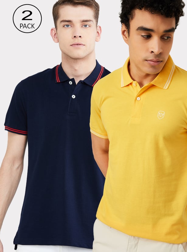 Men Solid Polo T-shirt - Pack of 2