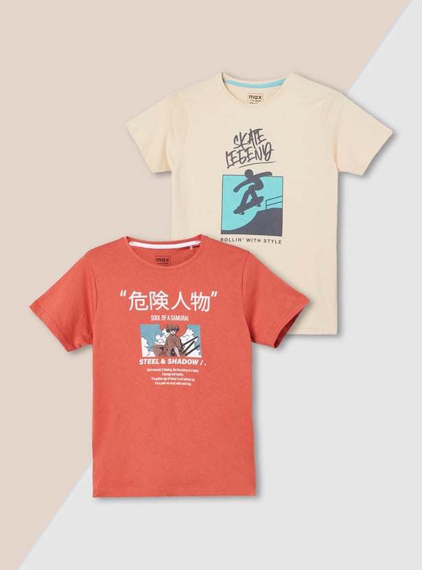 Boys Graphic Print T-shirt - Pack of 2