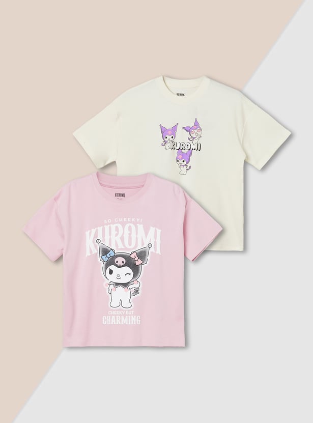 Girls Kuromi Printed T-shirts - Pack of 2